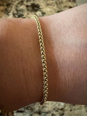 ✨ Authentic GLD Gold Tone Wheat Rope Chain Bracelet 6” ✨